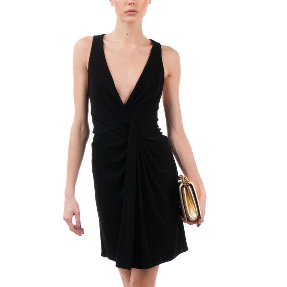 SAINT LAURENT Mini Sheath Dress Size 38 / M Black Twisted Made in France NWT